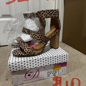 Leopard Print Block Heel Sandals